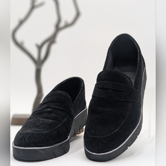FLEXX Suede Leather Loafer Black Size 6 1/2 - Picture 1 of 17